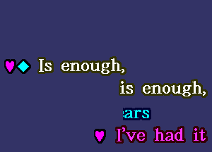 o Is enough,

is enough,

aars
Pve had it