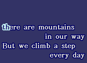 fillere are mountains

in our way

But we climb a step
every day