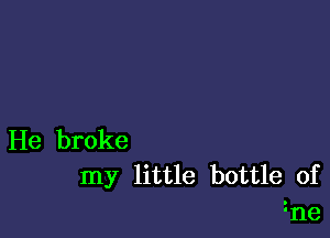 He broke

my little bottle of
zne