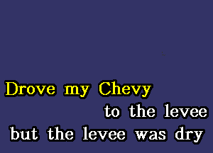 Drove my Chevy
to the levee
but the levee was dry