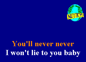 Y ou'll never never
I won't lie to you baby