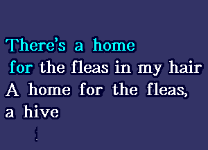 There,s a home
for the fleas in my hair

A home for the fleas,
a hive