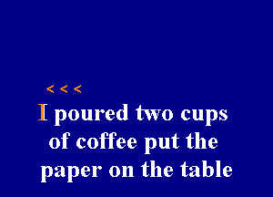 (((

I poured two cups
of coffee put the
paper on the table