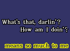 Whafs that, darlin?
HOW am I' doin2

nummadhiio