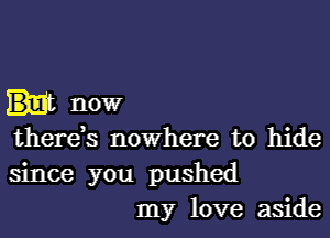 But nowr
there,s nowhere to hide
since you pushed

my love aside