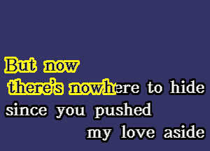 W5 .Iere to hide
since you pushed
my love aside