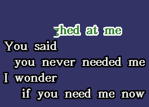 M513

You said

you never needed me
I wonder
if you need me now