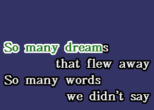 m dmams

that flew away
So many words
we didn,t say