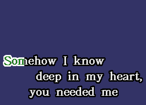 tilehow I know
deep in my heart,
you needed me