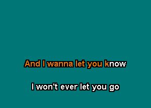 And I wanna let you know

lwon't ever let you go