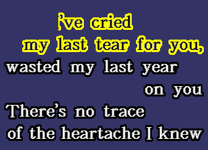 WE
9157 m m
wasted my last year
on you
There,s no trace
of the heartache I kltle'wr