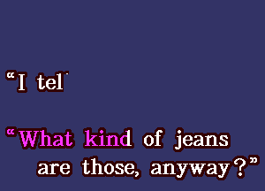 I tel'

What kind of jeans
are those, anyway?n