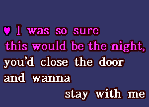 I was so sure
this would be the night,
you,d close the door
and wanna
stay With me