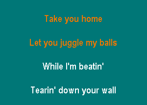 Take you home

Let you juggle my balls

While I'm beatin'

Tearin' down your wall