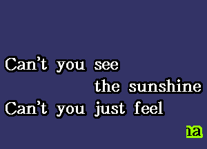 Cadt you see

the sunshine
Cadt you just feel

FE!