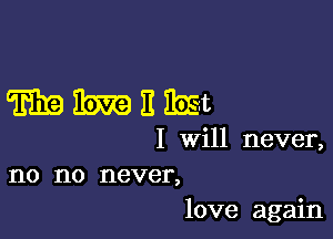 WMERaE-t

I Will never,
no no never,

love again