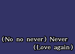 (No no never) Never
(Love again)