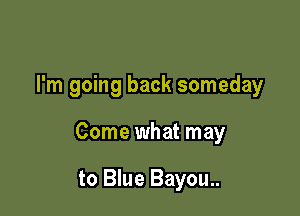 I'm going back someday

Come what may

to Blue Bayou..