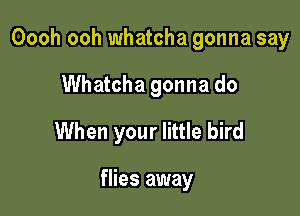 Oooh ooh whateha gonna say

Whatcha gonna do
When your little bird

flies away