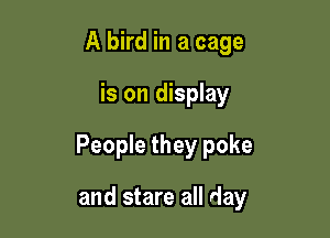 A bird in a cage

is on display

People they poke

and stare all day