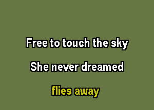 Free to touch the sky

She never dreamed

flies away