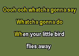 Oooh ooh whateha gonna say

Whatcha gonna do
When your little bird

flies away