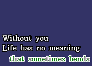 Without you
Life has no meaning

mm