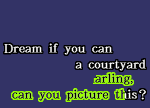 Dream if you can

a courtyard

nmahis?