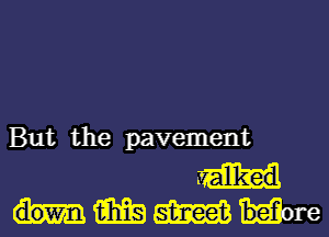 But the pavement

(Ms W befure