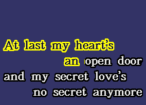 JAB m 3157 mm
open door
and my secret love,s
no secret anymore