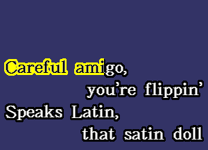 W amigo,

youi'e flippin,
Speaks Latin,
that satin doll