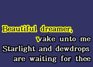 Wake unto me

Starlight and derrops
are waiting for thee