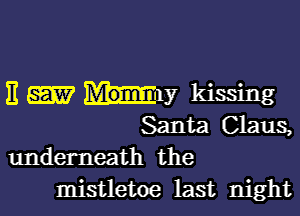 E hm kissing

Santa Claus,
underneath the

mistletoe last night