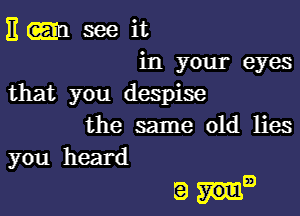 11 (earn see it
in your eyes
that you despise
the same old lies
you heard

rang