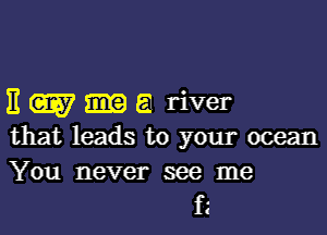 EWm eariver

that leads to your ocean

You never see me
f3