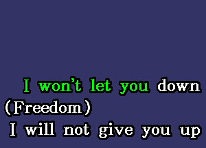 I wonVL let you down
(Freedom)
I Will not give you up