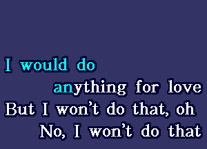 I would do

anything for love
But I won,t do that, oh
No, I won t do that