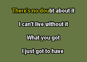 There's no doubt about it

I can't live without it

What you got

Ijust got to have