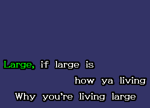 Large, if large is

how ya living

Why you're living large