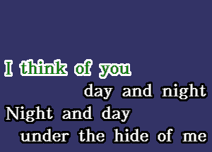 nmwn

day and night
Night and day
under the hide of me