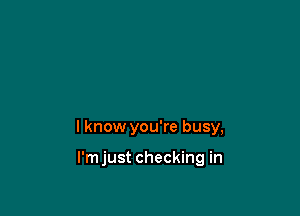 I know you're busy,

l'mjust checking in