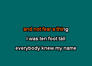 and not fear a thing

I was ten foot tall

everybody knew my name