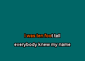 I was ten foot tall

everybody knew my name