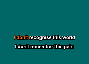 I don't recognise this world

I don't remember this pain