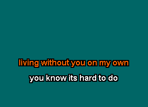 living without you on my own

you know its hard to do
