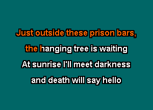 Just outside these prison bars,
the hanging tree is waiting

At sunrise I'll meet darkness

and death will say hello

g