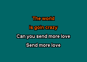 The world

is goin crazy

Can you send more love

Send more love