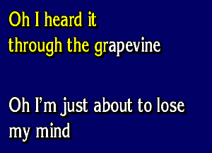 Oh I heard it
through the grapevine

Oh Fm just about to lose
my mind