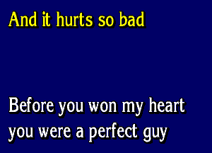 And it hurts so bad

Before you won my heart
you were a perfect guy