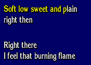 Soft low sweet and plain
right then

Right there
lfeel that burning flame